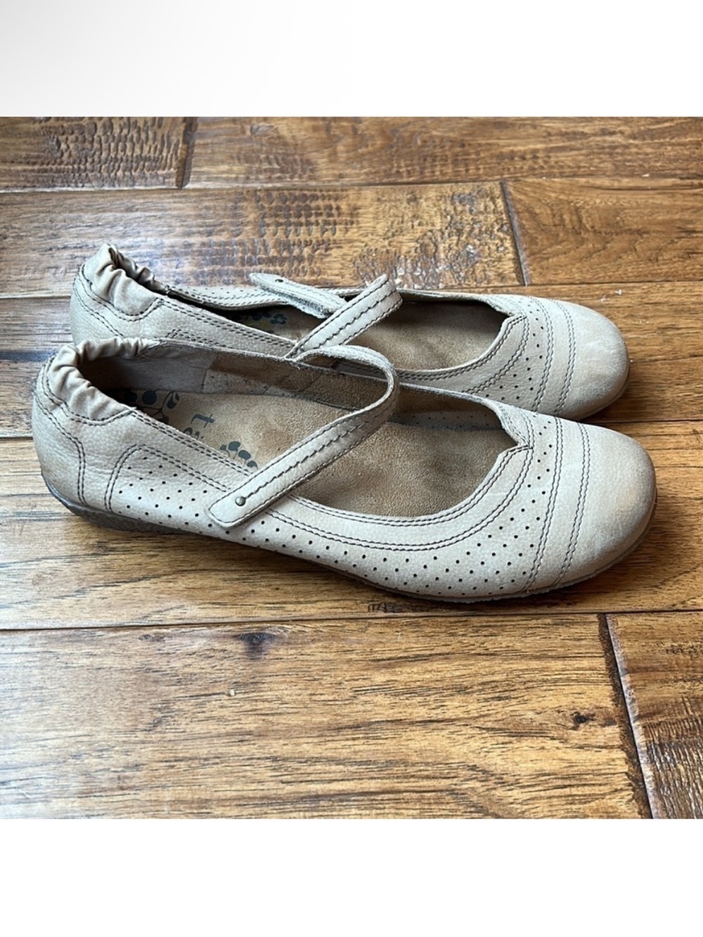 Taos Footwear Transit Mary Jane Flats Nude Leather Size 7